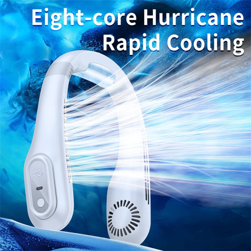 J18 Summer Neck-mounted Cooling Fan Portable Bladeless Air Fan with Digital Display