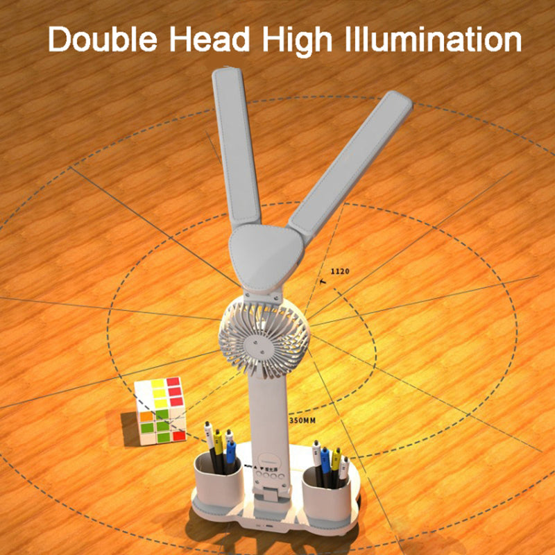 Multifunction LED Desk Lamp Fan Clock Touch Controlled Reading Light Pen Holder (USB Plug)