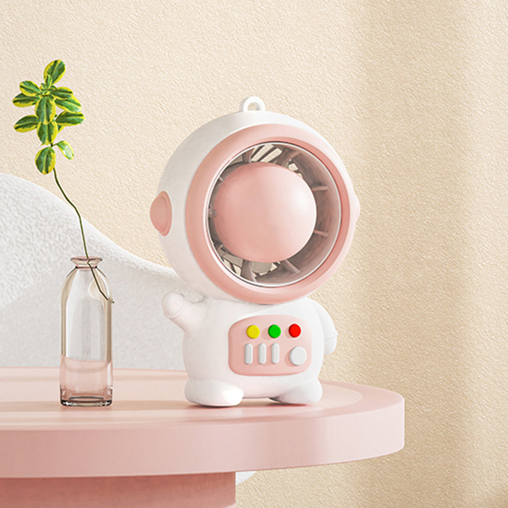 MLS6067 Cute Spaceman Portable Handheld Fan Astronaut Shape Two Gears Small Fan with Keychain