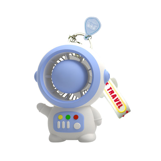 MLS6067 Cute Spaceman Portable Handheld Fan Astronaut Shape Two Gears Small Fan with Keychain