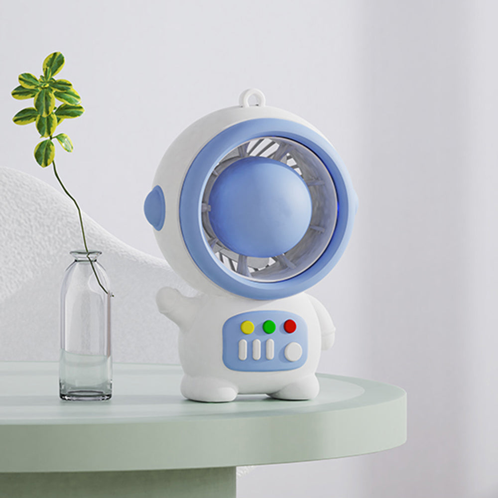 MLS6067 Cute Spaceman Portable Handheld Fan Astronaut Shape Two Gears Small Fan with Keychain