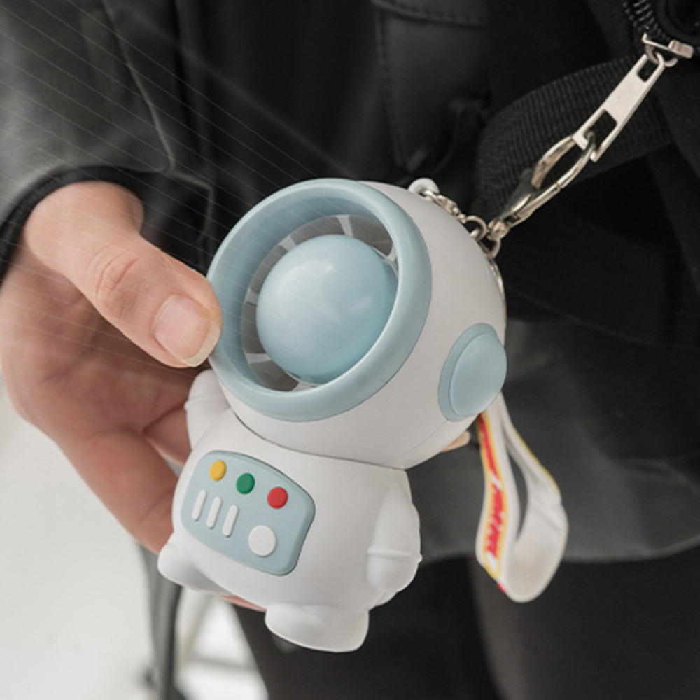 MLS6067 Cute Spaceman Portable Handheld Fan Astronaut Shape Two Gears Small Fan with Keychain