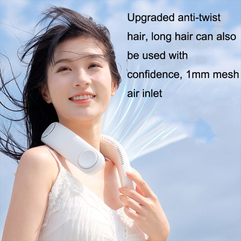 Portable Foldable Neck Fan USB Rechargeable 4-Core Wearable Cooling Fan