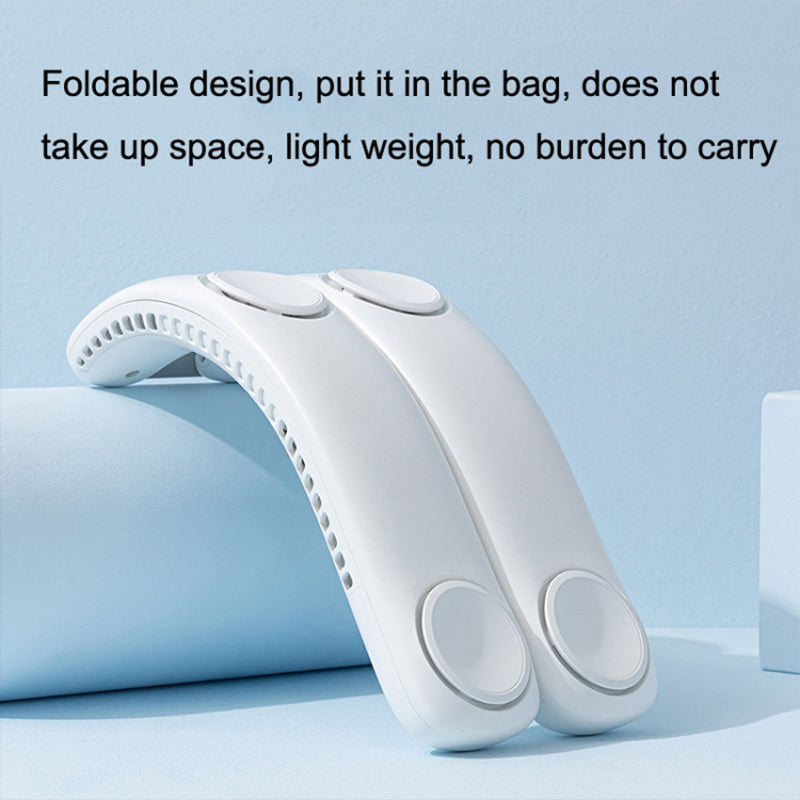 Portable Foldable Neck Fan USB Rechargeable 4-Core Wearable Cooling Fan