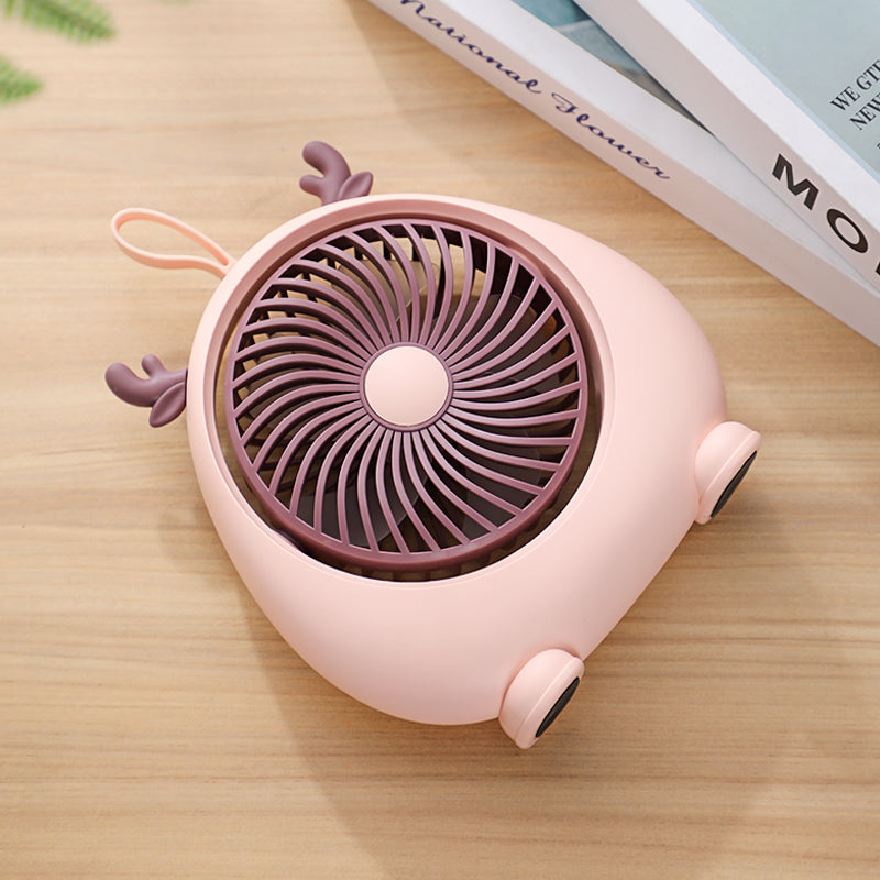 MEILISOON Rechargeable Summer Mini Desktop Fan Cooler Cute Cartoon 2-Speed Cooling Fan