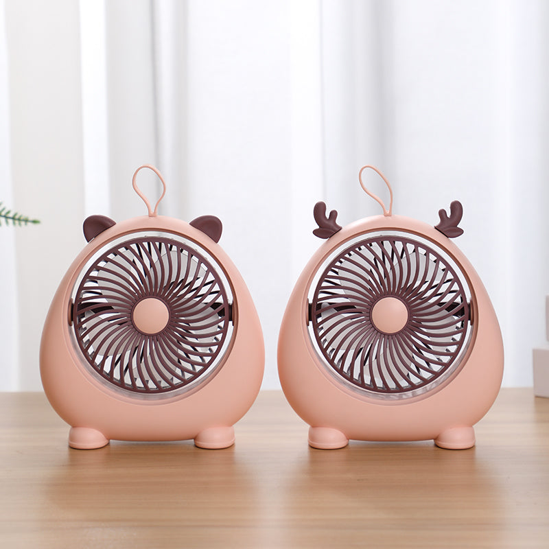 MEILISOON Rechargeable Summer Mini Desktop Fan Cooler Cute Cartoon 2-Speed Cooling Fan