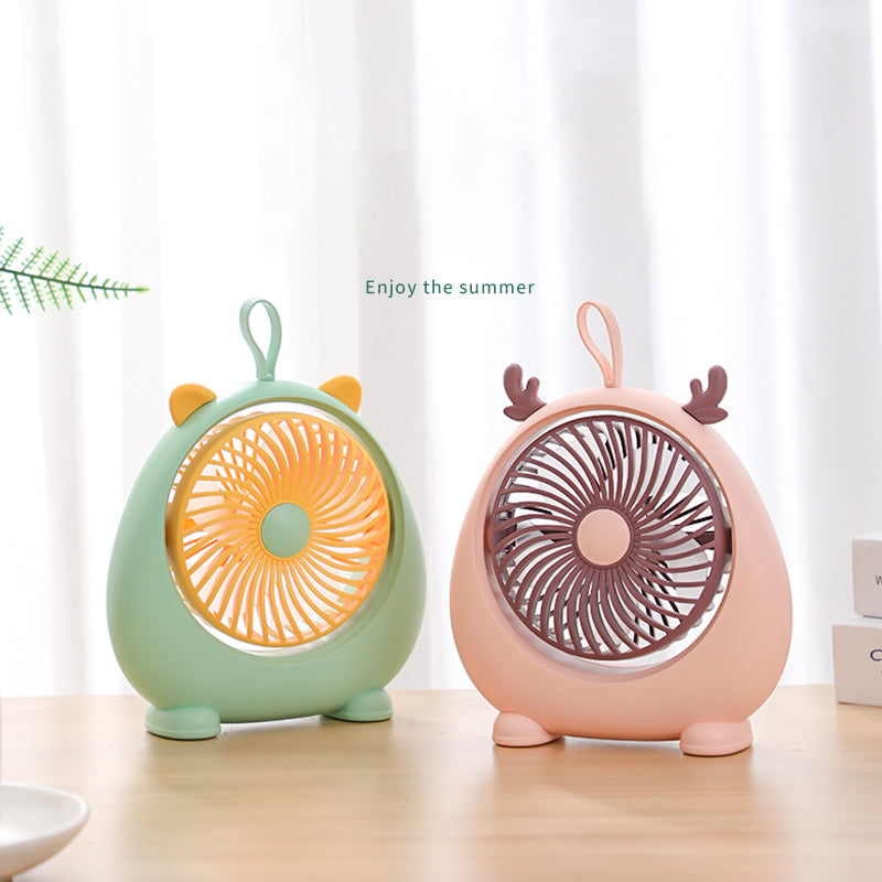 MEILISOON Rechargeable Summer Mini Desktop Fan Cooler Cute Cartoon 2-Speed Cooling Fan