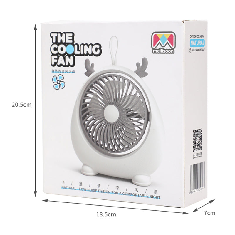 MEILISOON Rechargeable Summer Mini Desktop Fan Cooler Cute Cartoon 2-Speed Cooling Fan