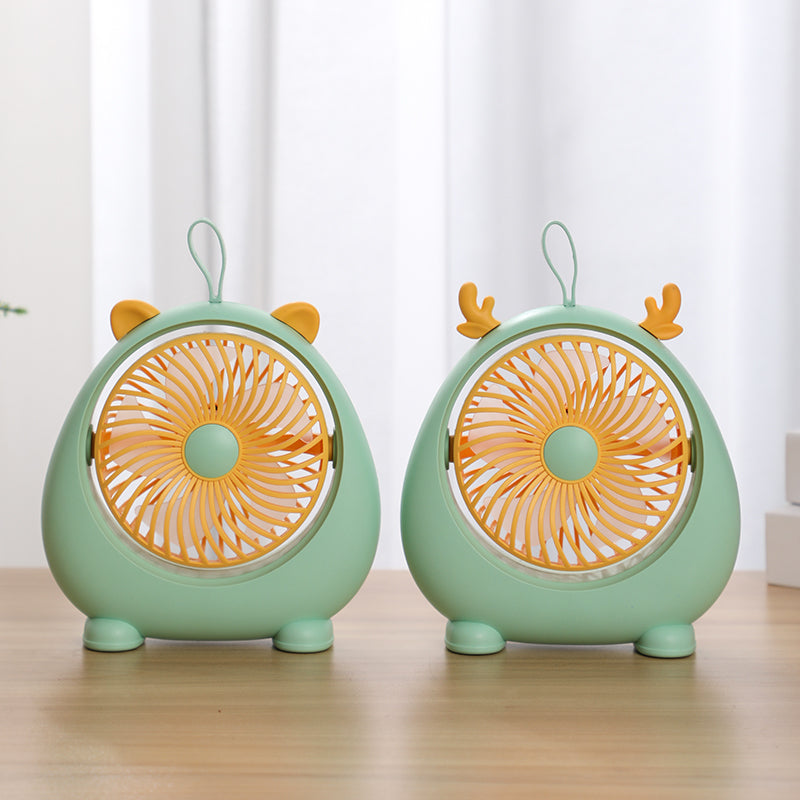 MEILISOON Rechargeable Summer Mini Desktop Fan Cooler Cute Cartoon 2-Speed Cooling Fan