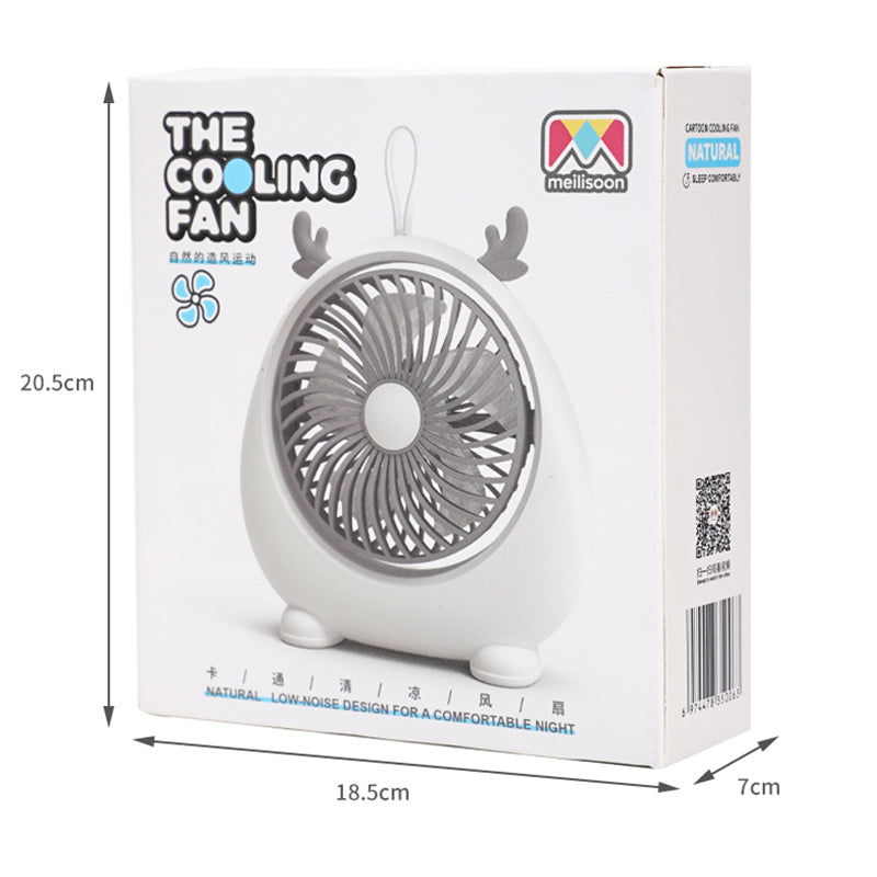 MEILISOON Rechargeable Summer Mini Desktop Fan Cooler Cute Cartoon 2-Speed Cooling Fan
