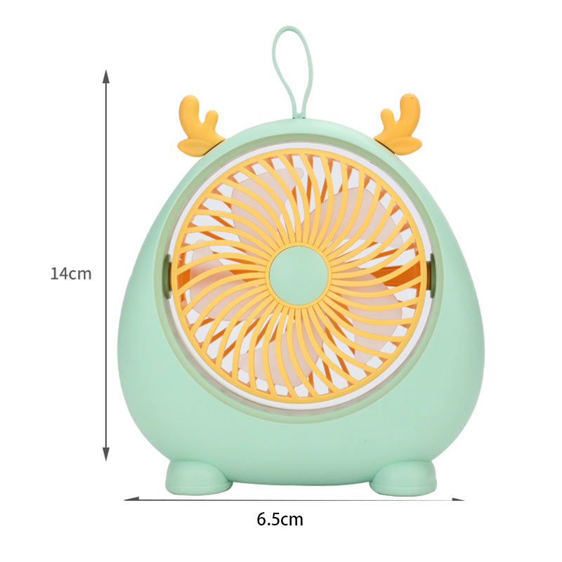 MEILISOON Rechargeable Summer Mini Desktop Fan Cooler Cute Cartoon 2-Speed Cooling Fan