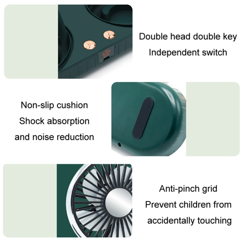 Universal Car Cooling Fan USB Dual Head Dashboard Fan 360-degree Rotatable 3 Speed Fans for SUV RV Boat Auto Vehicles