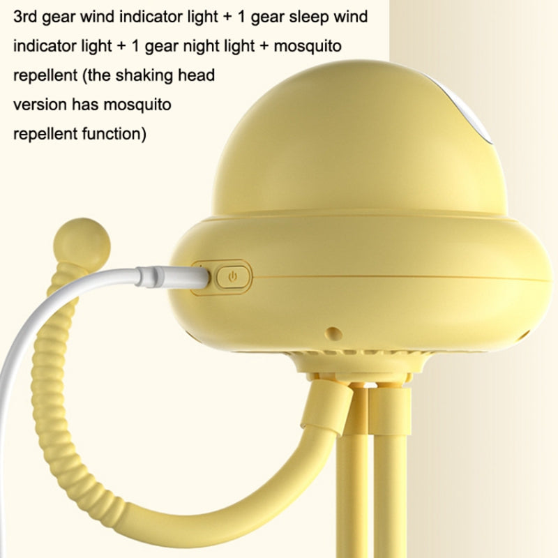 Cartoon Octopus Flexible Tripod Baby Stroller Fan Night Light Summer Fan Cooler, 4000mAh Battery