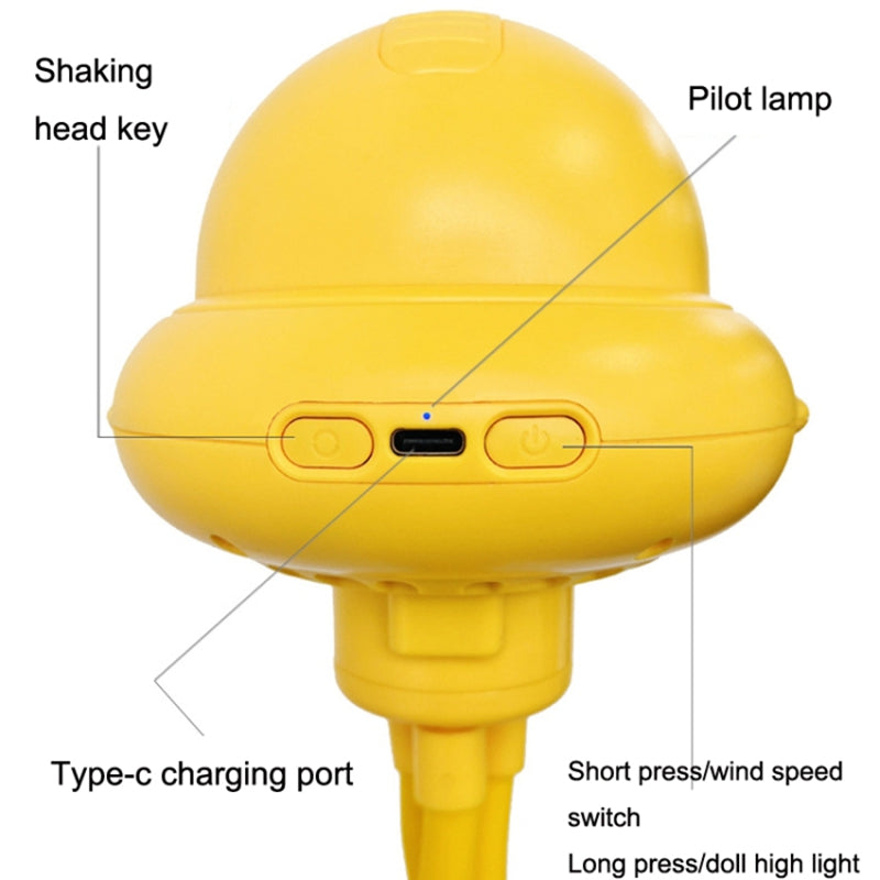 Cartoon Octopus Flexible Tripod Baby Stroller Fan Night Light Summer Fan Cooler, 4000mAh Battery