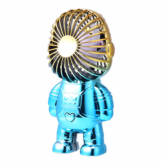 Electroplating Astronaut ABS Mini Handheld Desktop Fan Summer Fan Cooler with Gradient Light