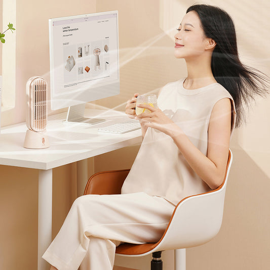 SOTHING Desktop Tower Fan USB Rechargeable 3 Wind Speeds Summer Standing Desk Fan