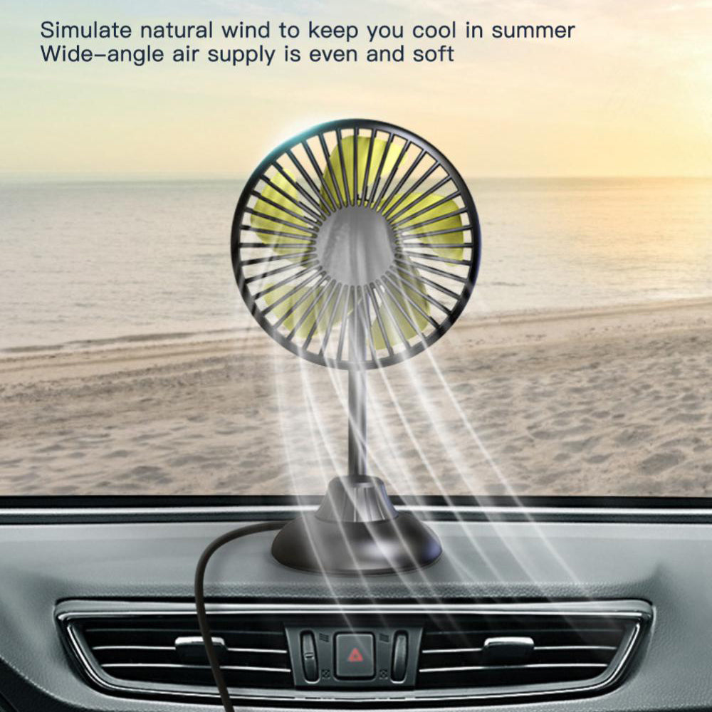 F502 Car Interior Mute Fan USB Powered 3 Wind Speeds Adjustable Automotive Cooling Fan