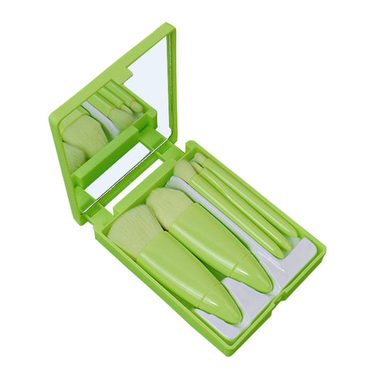 5Pcs Makeup Brush Soft Bristles Foundation Eyeshadow Lip Brushes Kit with Makeup Mirror Box