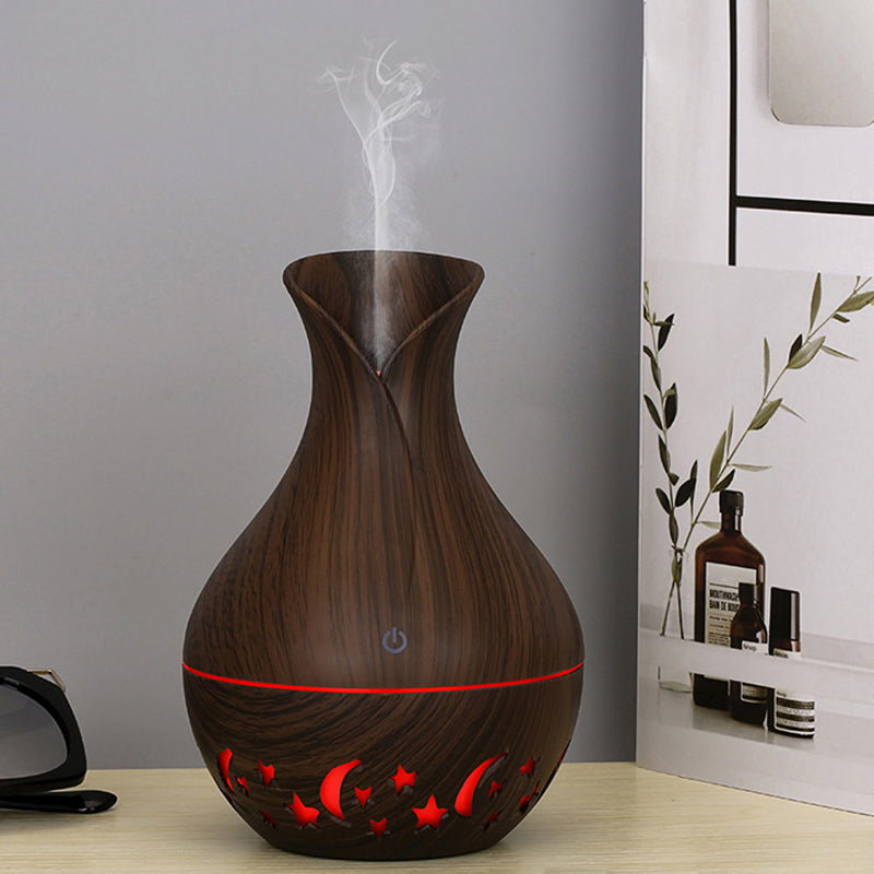200ml Vase Shape Air Humidifier Moon Star Hollow Mist Maker Silent Fog Sprayer with Colorful Light (with CE)