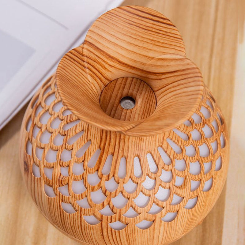 Wood-Grain Humidifier Colorful Cool Essential Oil Diffuser 300ml Ultrasonic Aroma Air Vaporizer (CE Certificated)