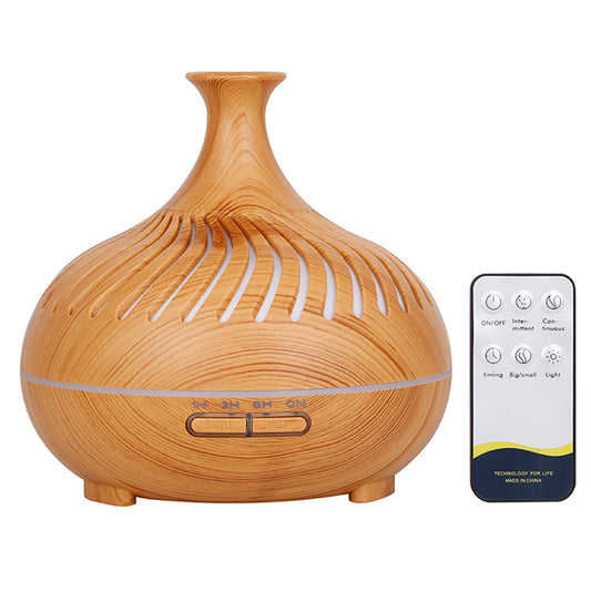 500ml Humidifier Wood Grain Hollow Stripes Aroma Diffuser with Remote Control (No CE Certificate)