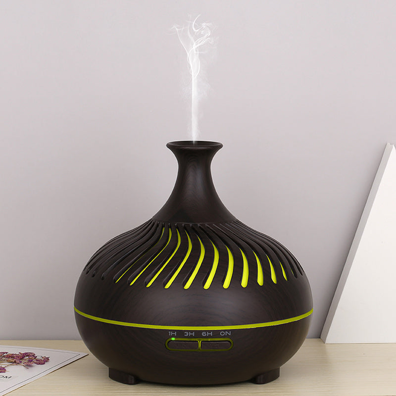 500ml Humidifier Wood Grain Hollow Stripes Aroma Diffuser with Remote Control (No CE Certificate)