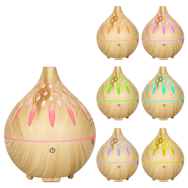 160ml Wood Grain Hollow Humidifier Auto Power-Off Colorful Light Mist Humidifier (No CE Certificate)