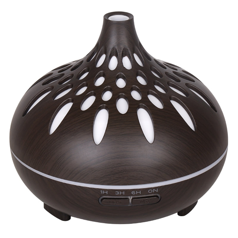 500ml Mute Humidifier Colorful Light Wood Grain Hollow Aroma Diffuser with Remote Control (No CE Certificate)