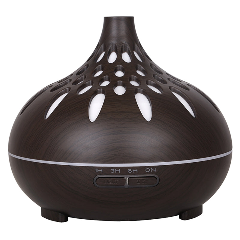 500ml Mute Humidifier Colorful Light Wood Grain Hollow Aroma Diffuser with Remote Control (No CE Certificate)