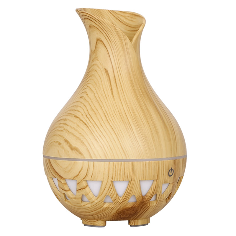 160ml Vase Shape Humidifier Colorful Light Wood Grain Hollow Essential Oil Diffuser (No CE Certificate)