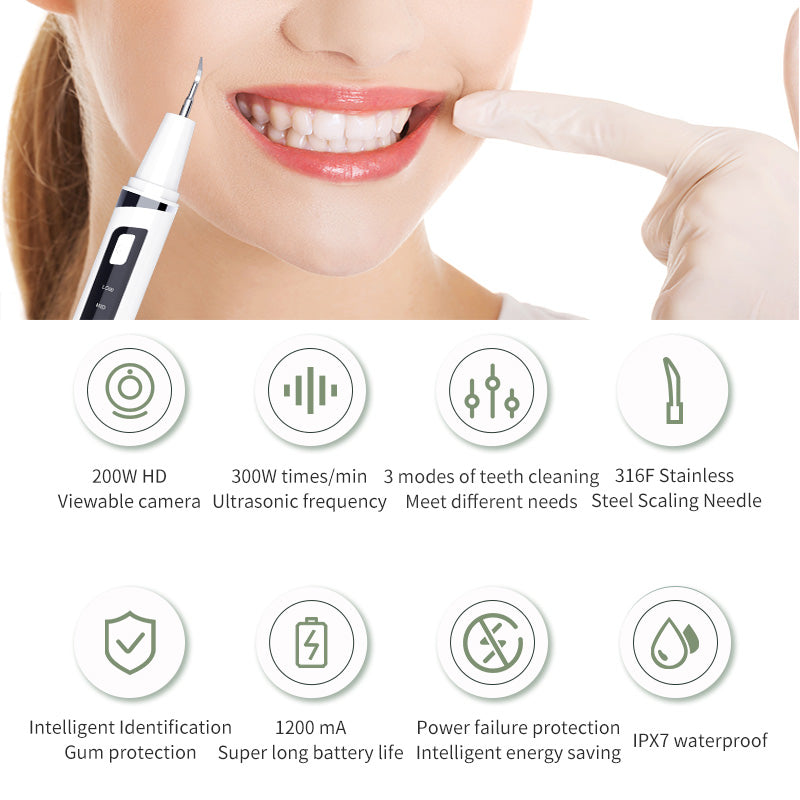 DYM-030 Ultrasonic Smart Visual Teeth Cleaner IPX7 Waterproof Oral Irrigator Teeth Care Electronic Dental Scaler