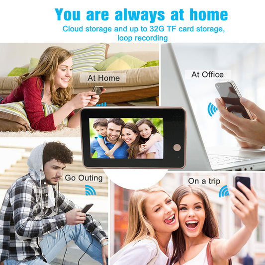 SY-38 4.3 Inch Smart WiFi Door Peephole Viewer 1080P Digital Peephole Doorbell Camera with Two-Way Audio, PIR Human Detection