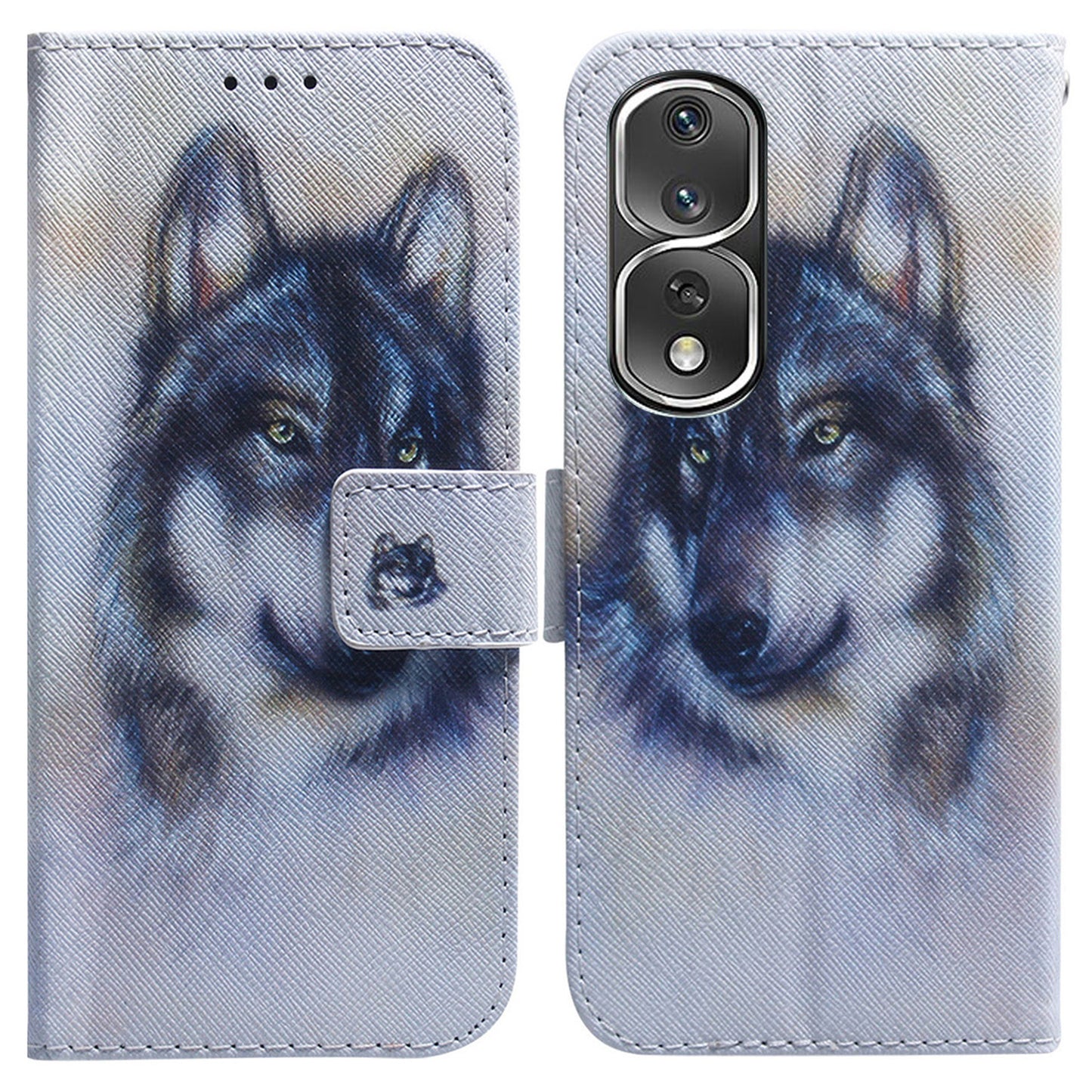 Pattern Printing Cover for Honor 80 Pro 5G , Magnetic Clasp PU Leather Wallet Stand Phone Case with Strap