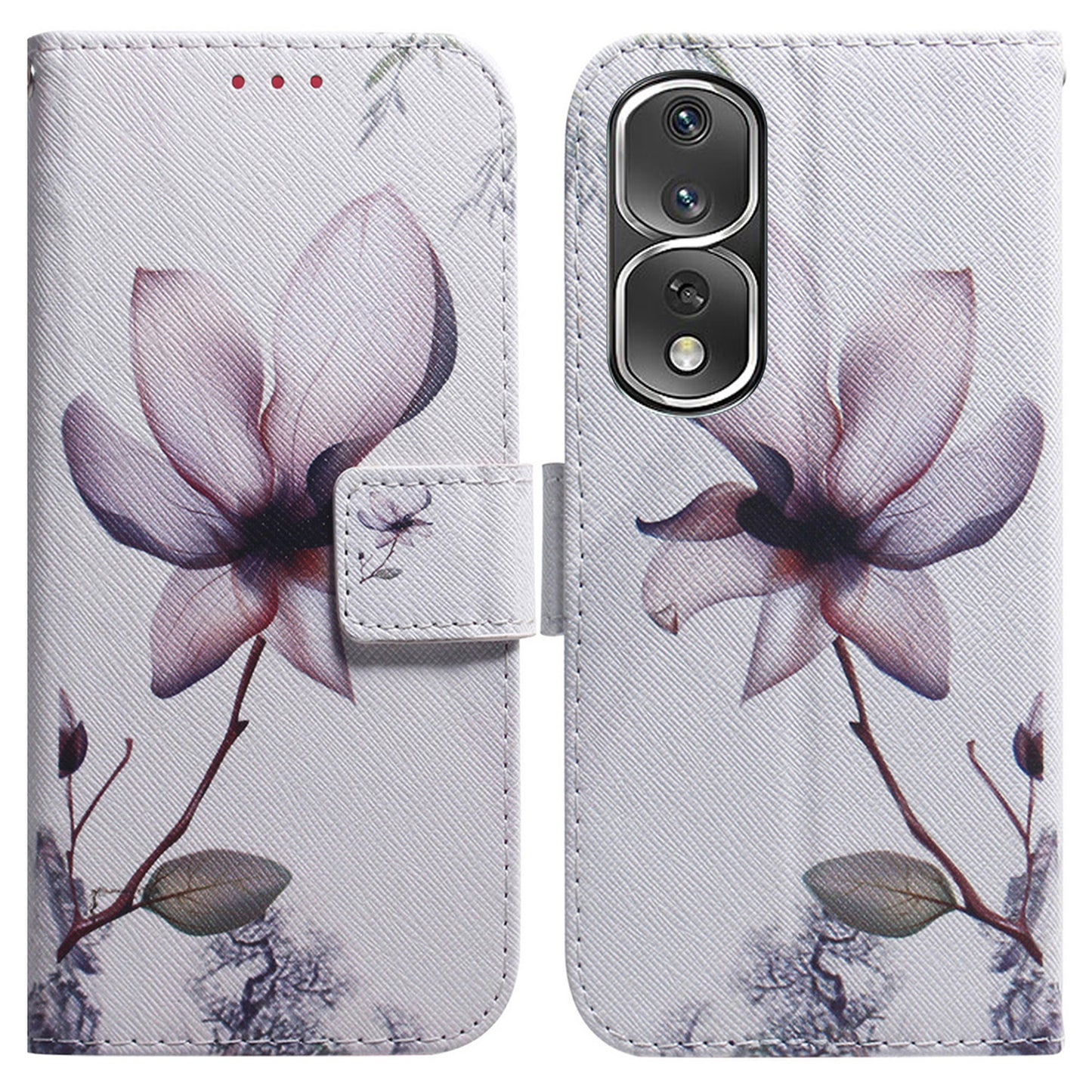 Pattern Printing Cover for Honor 80 Pro 5G , Magnetic Clasp PU Leather Wallet Stand Phone Case with Strap