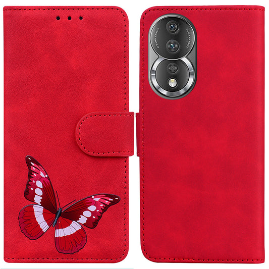 For Honor 80 5G Butterfly Printing Full Protection Phone Cover Leather Wallet Stand Smartphone Case