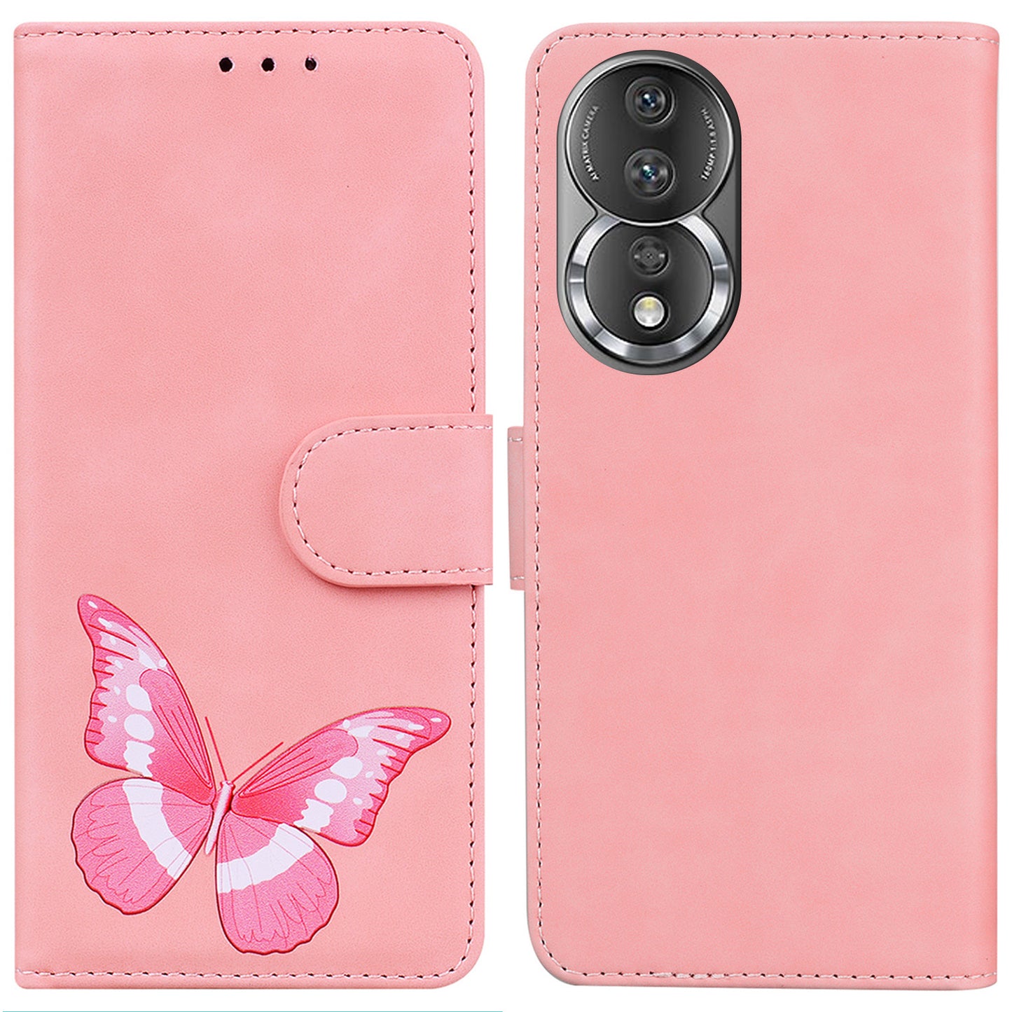 For Honor 80 5G Butterfly Printing Full Protection Phone Cover Leather Wallet Stand Smartphone Case