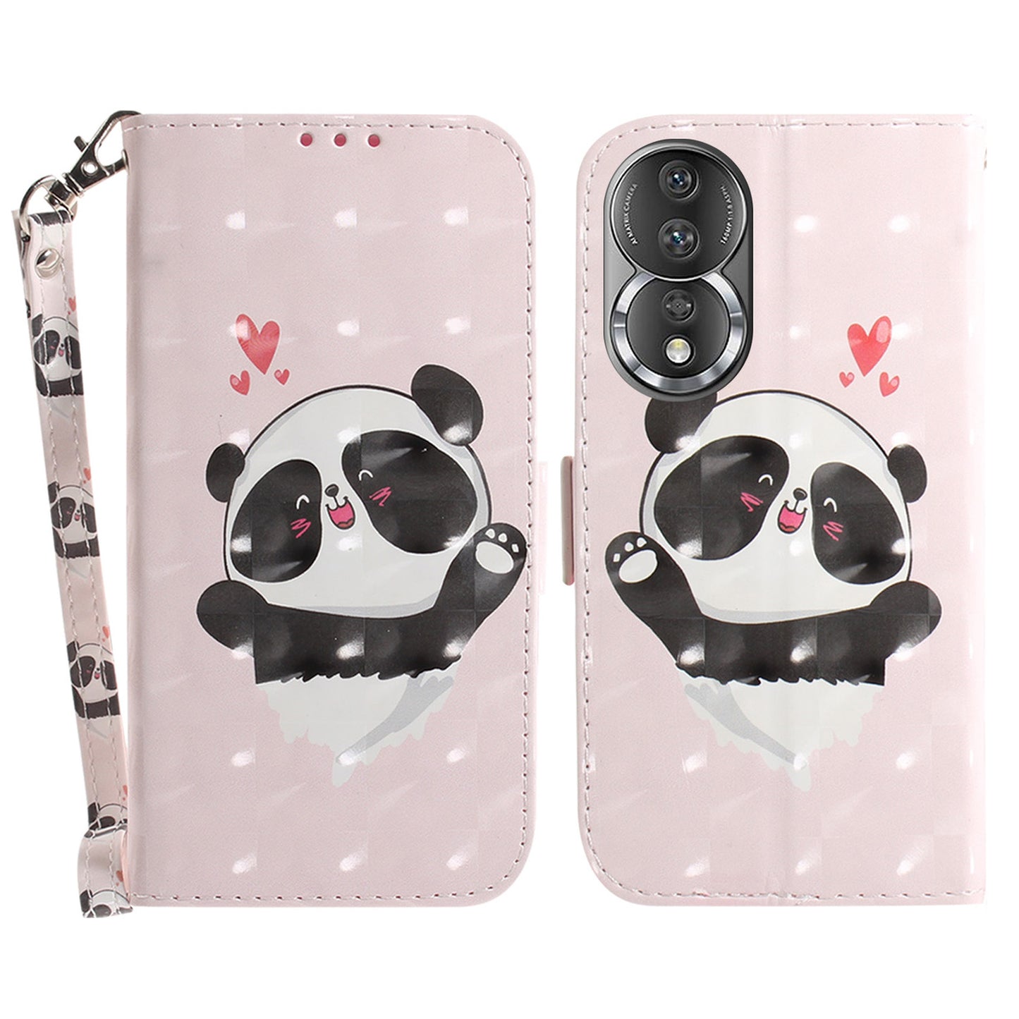 For Honor 80 5G Drop-proof Phone Case PU Leather Flip Phone Wallet Cover with Strap