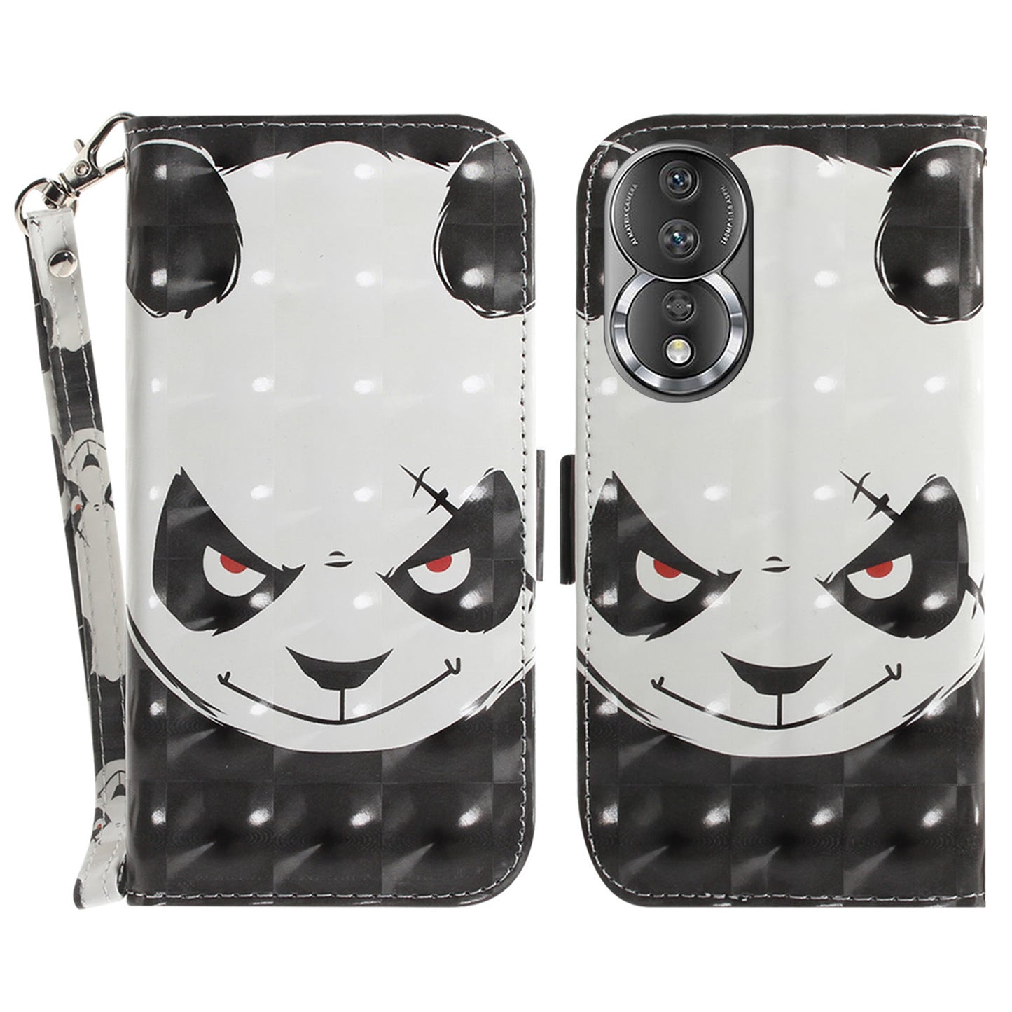 For Honor 80 5G Drop-proof Phone Case PU Leather Flip Phone Wallet Cover with Strap
