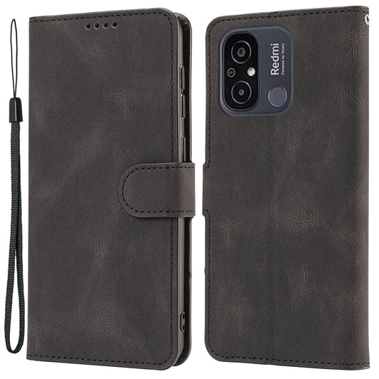 Stand Wallet Cover for Xiaomi Redmi 12C 4G / Poco C55 4G PU Leather Phone Case with Strap