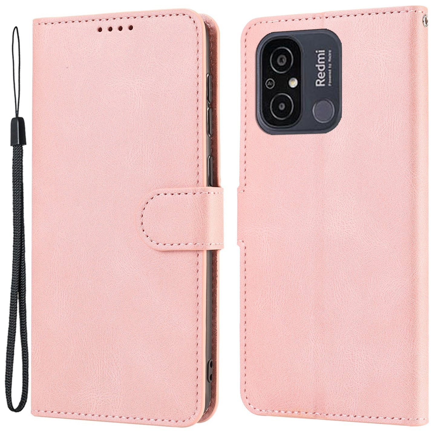 Stand Wallet Cover for Xiaomi Redmi 12C 4G / Poco C55 4G PU Leather Phone Case with Strap