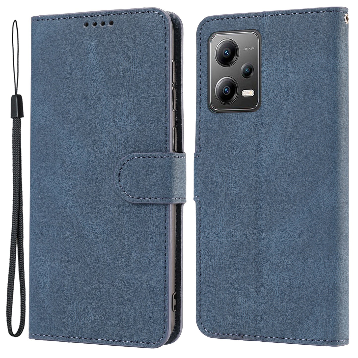 Phone Case for Xiaomi Redmi Note 12 5G (Global) / (India) / (China) / Poco X5 5G Leather Stand Wallet Cover with Strap