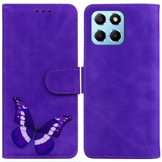 For Honor X8 5G Butterfly Pattern Printing TPU+PU Leather Phone Case Wallet Phone Stand Cover