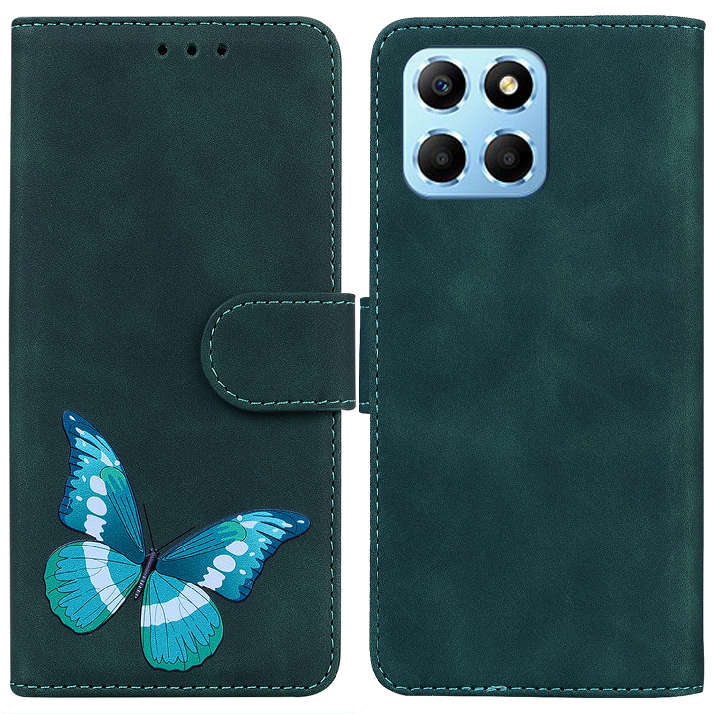 For Honor X8 5G Butterfly Pattern Printing TPU+PU Leather Phone Case Wallet Phone Stand Cover