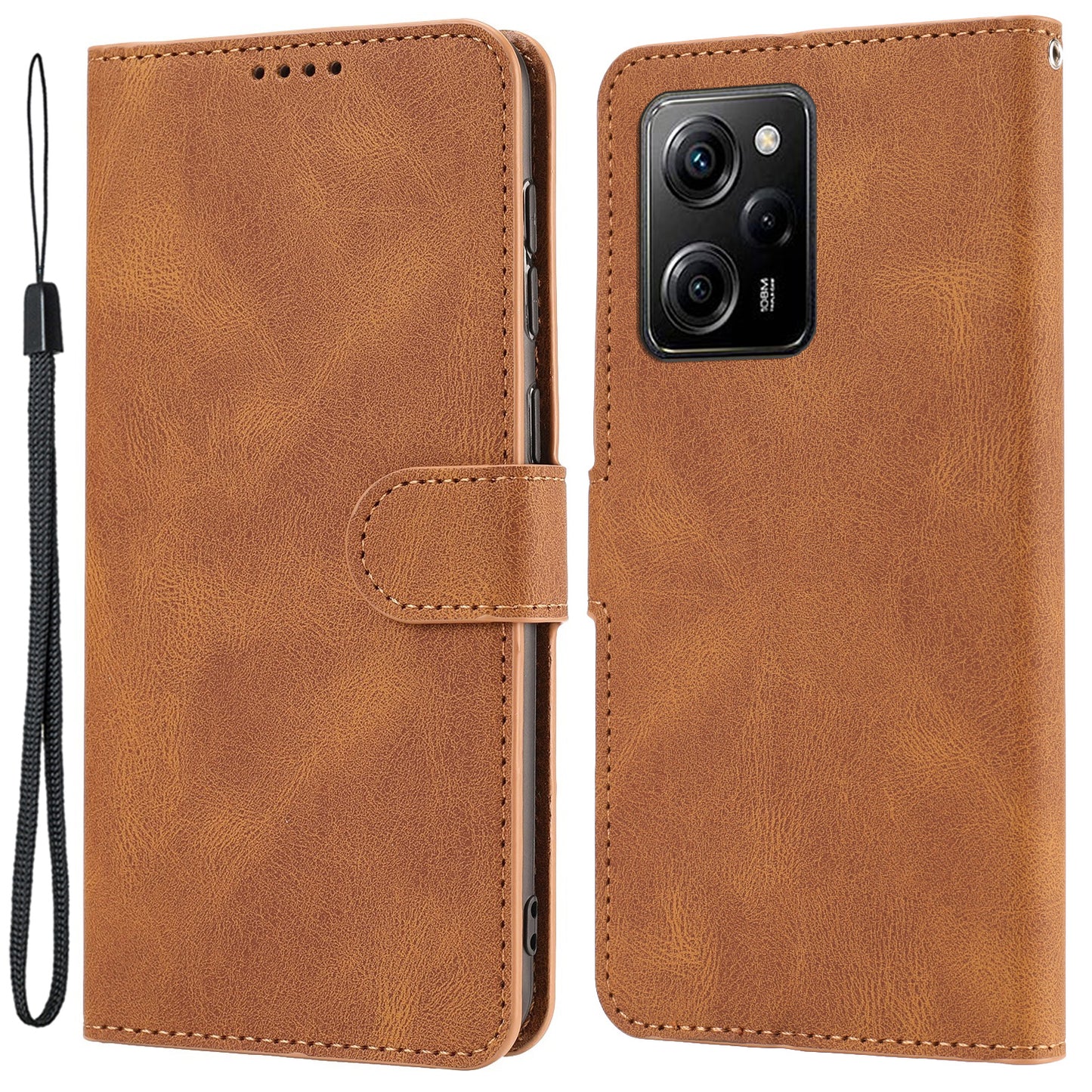 For Xiaomi Redmi Note 12 Pro 5G / Note 12 Pro Speed 5G / Poco X5 Pro 5G PU Leather Stand Wallet Cover with Strap
