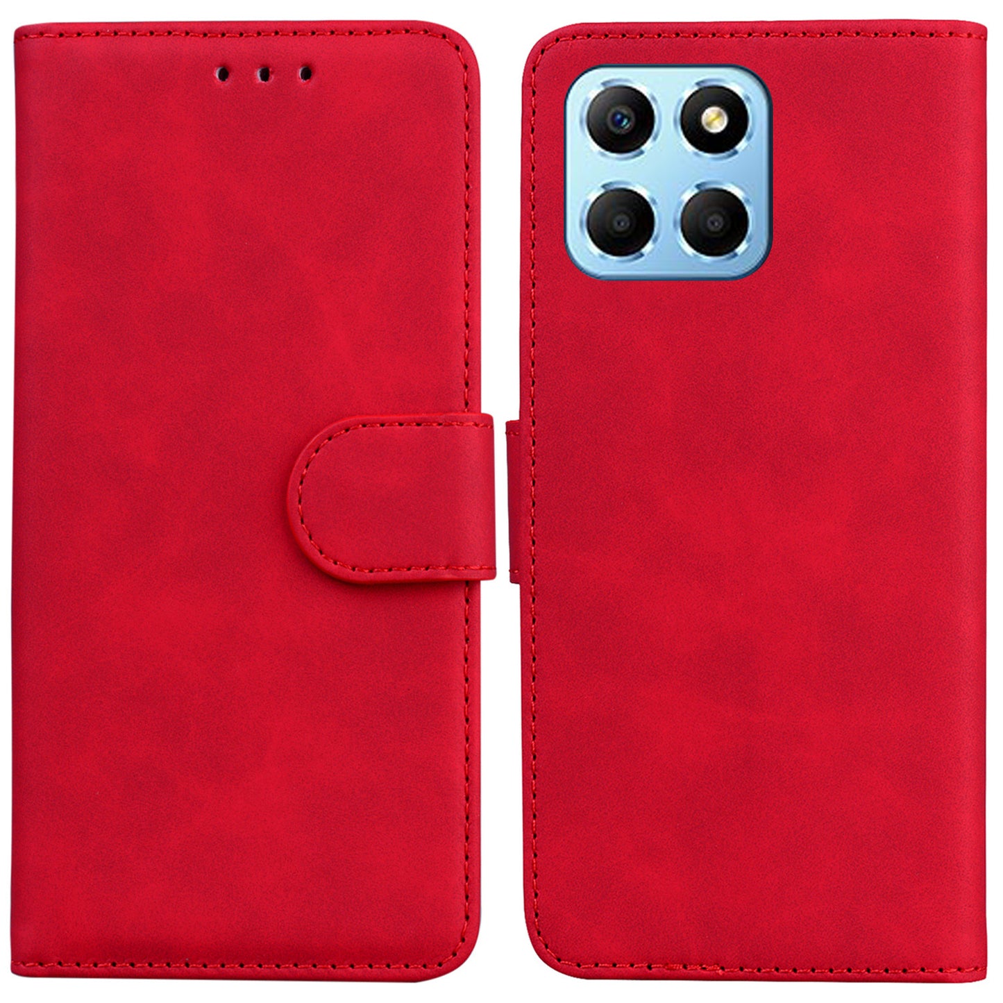 For Honor X8 5G Anti-Fingerprint Leather Phone Case Solid Color Stand Wallet Cover