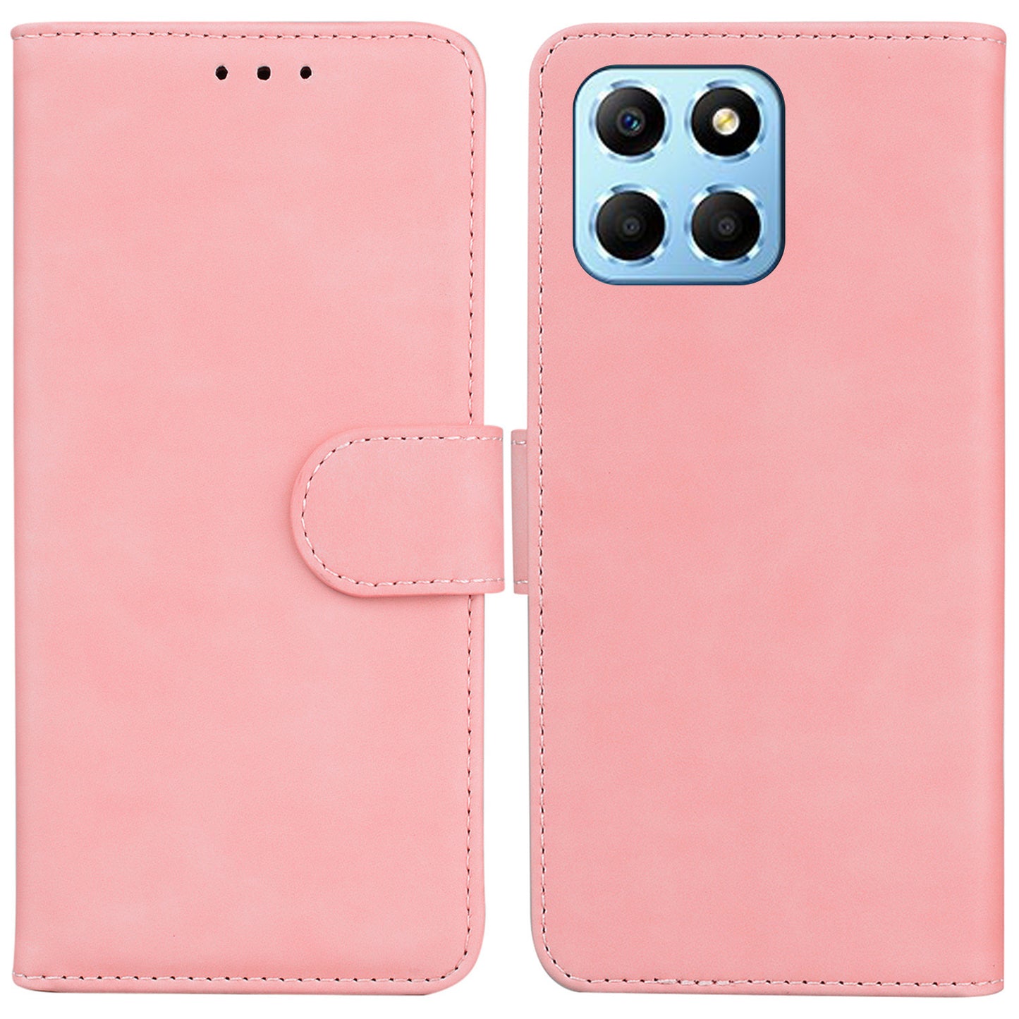 For Honor X8 5G Anti-Fingerprint Leather Phone Case Solid Color Stand Wallet Cover