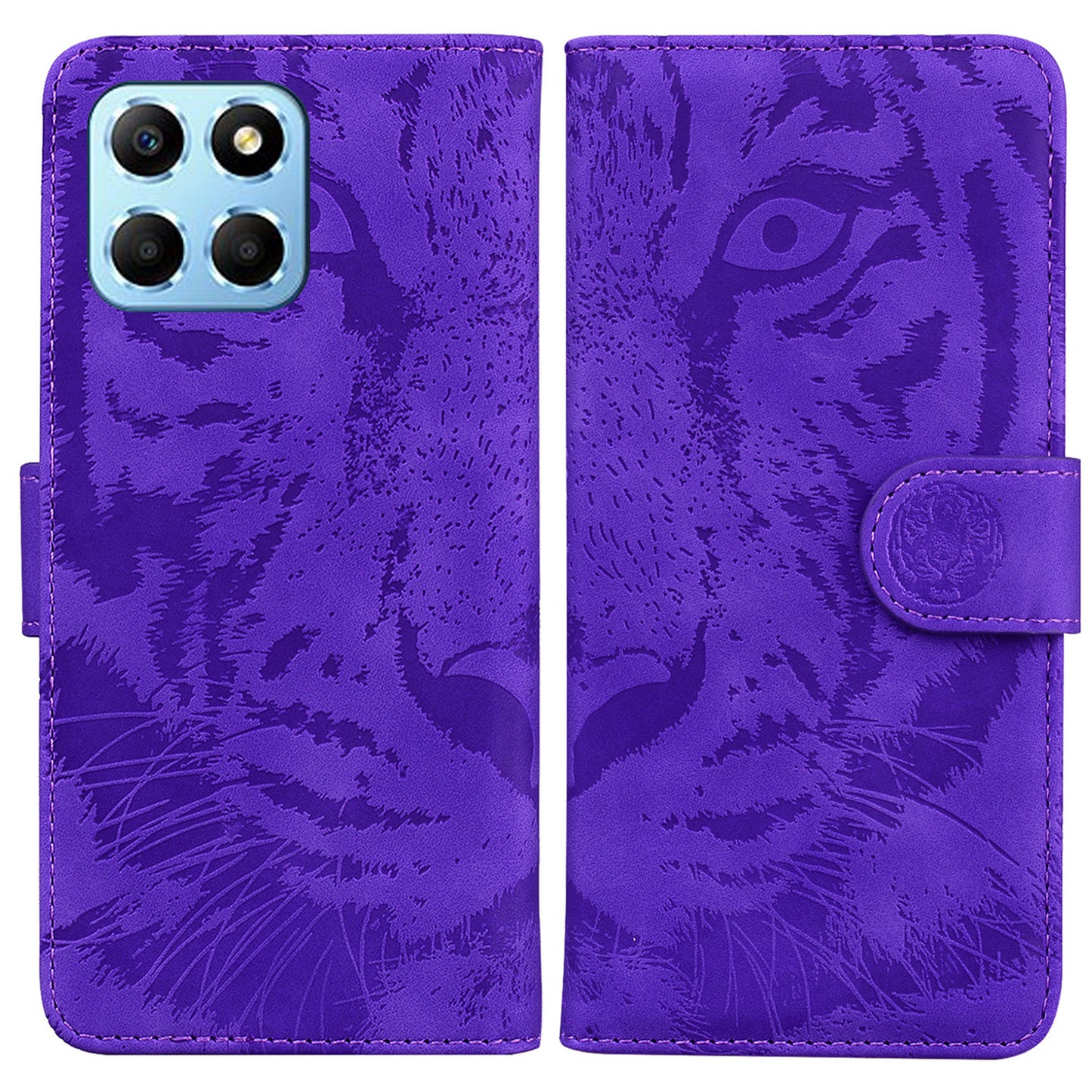 For Honor X8 5G Cell Phone Case Stand Wallet Tiger Pattern Imprinted PU Leather Flip Phone Cover
