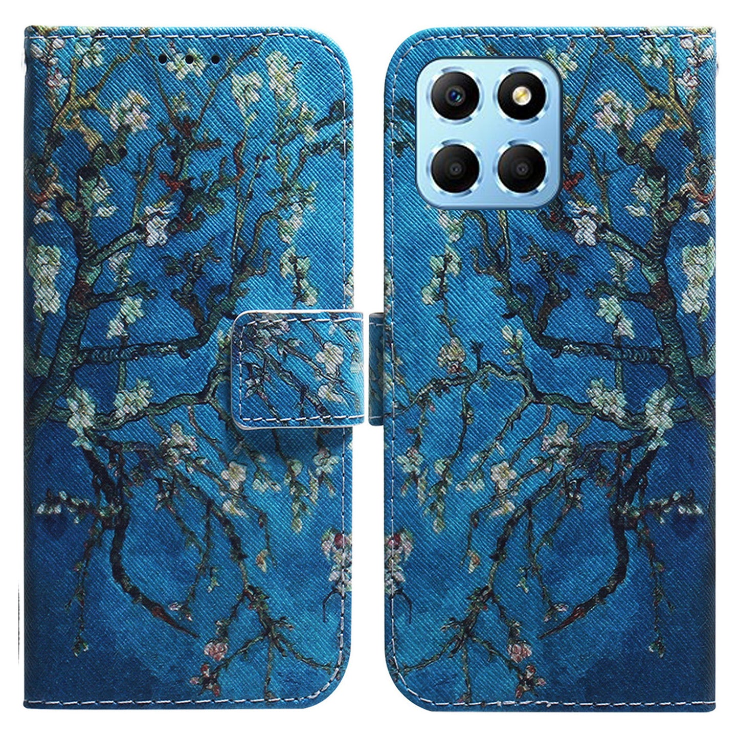 For Honor X8 5G PU Leather Folio Wallet Case Pattern Printing Stand Phone Cover with Wrist Strap