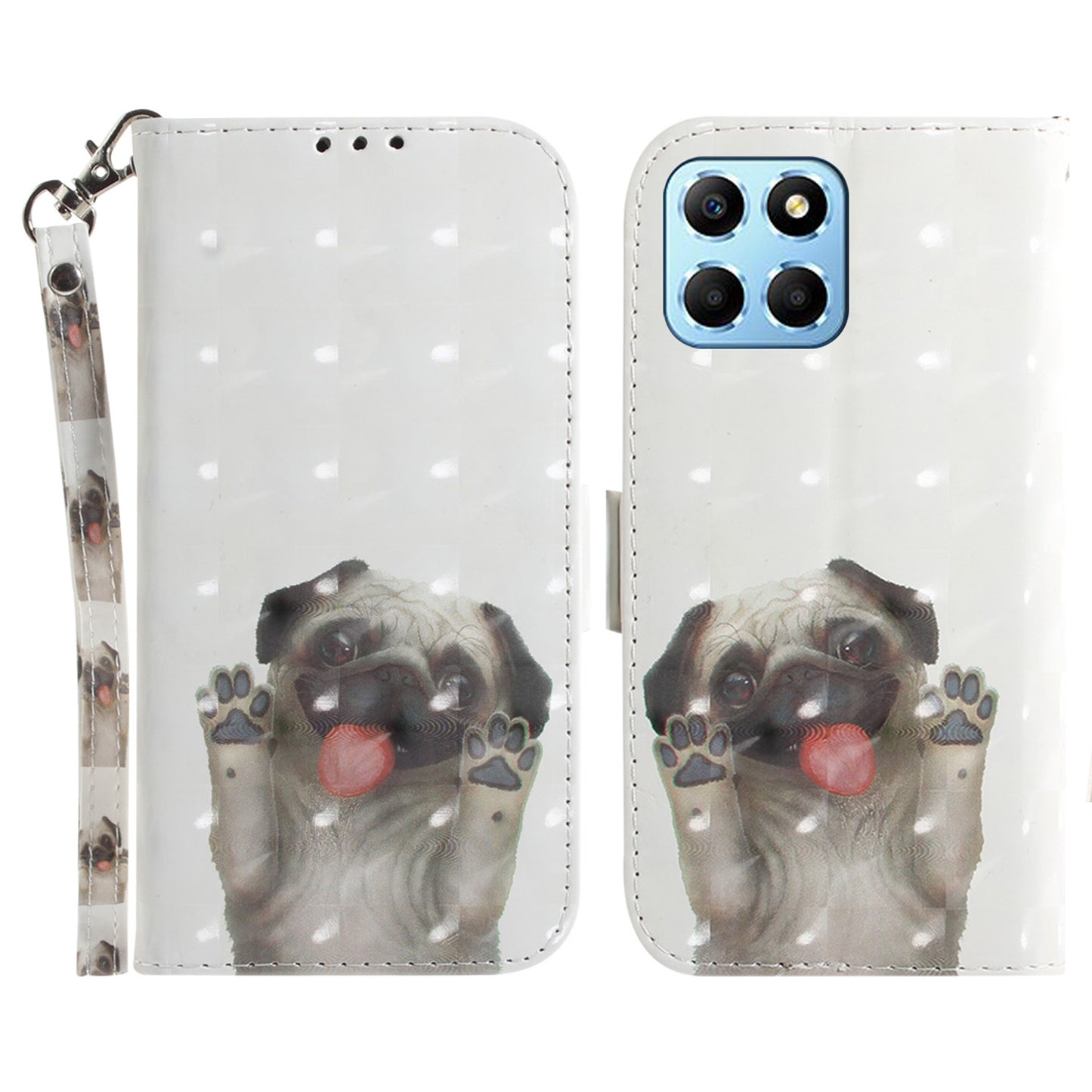 PU Leather Case for Honor X8 5G Protective Shell Wallet Phone Flip Cover with Strap