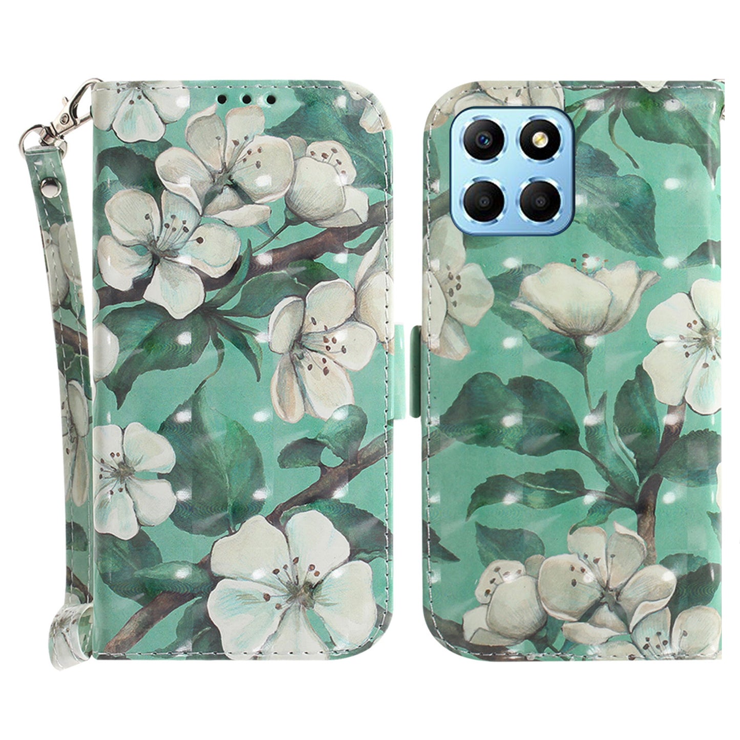 PU Leather Case for Honor X8 5G Protective Shell Wallet Phone Flip Cover with Strap